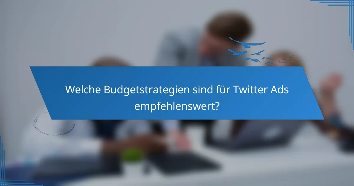 Welche Budgetstrategien sind für Twitter Ads empfehlenswert?