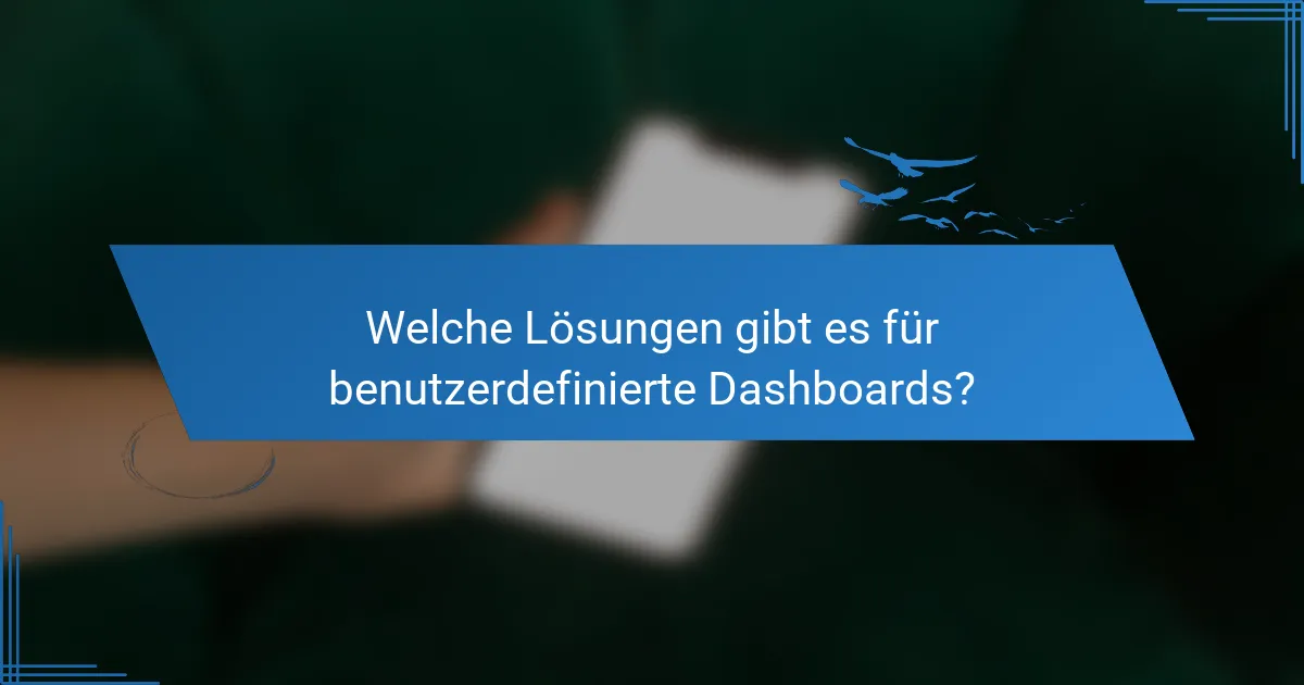 Welche Lösungen gibt es für benutzerdefinierte Dashboards?