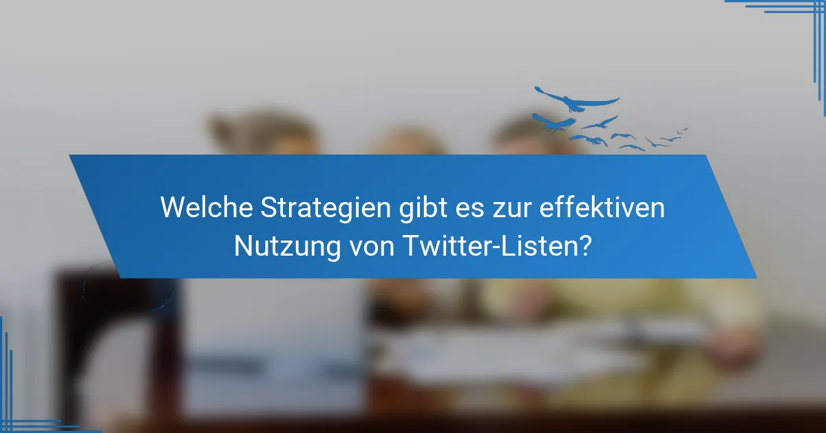 Welche Strategien gibt es zur effektiven Nutzung von Twitter-Listen?